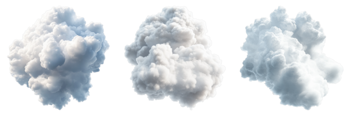 Set of white clouds isolated on transparent background