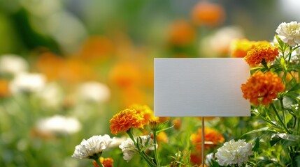 Floral Display with Blank Sign: Perfect for Garden Centers, Events, and Seasonal Promotions