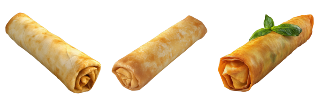 Set of spring roll isolated on transparent background