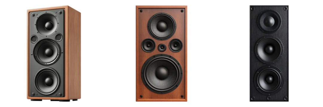 Set of speakers isolated on transparent background
