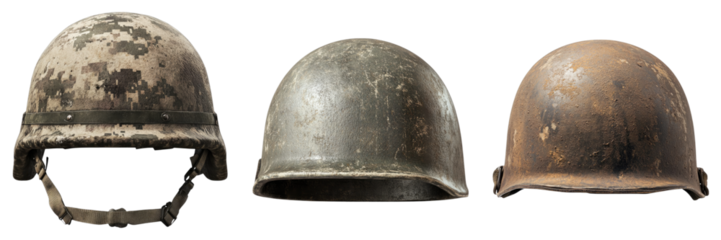 Set of soldier helmet isolated on transparent background