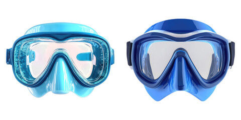 Set of snorkel mask isolated on transparent background