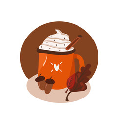 Autumn drink cozy seasonal hot beverage fall vector illustration