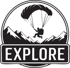 Explore Adventure Parachute Jumper Vector Graphic for Outdoor Enthusiasts