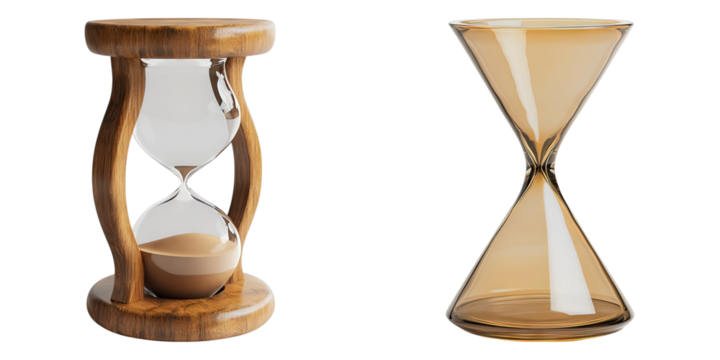 Set of sandglass isolated on transparent background