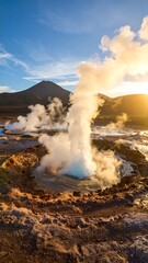 Geothermal sunrise landscape