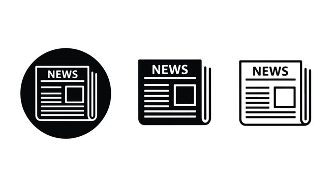 Newspaper Icon Set � Circular, Square, and Folded News Designs