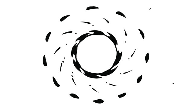 Abstract black and white bursting effect circular shape vector graphic design element