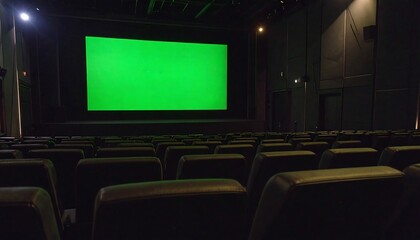 Obraz premium Empty movie theatre green screen interior