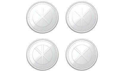 Four round, light gray tokens