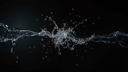 splash of water freezes mid-air, shining against a dark backdrop