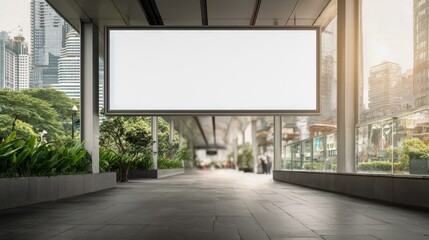 Fototapeta premium Blank Billboard Mockup in Urban Cityscape Setting for Advertising and Promotional Campaigns
