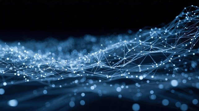 Abstract Network Connection Structure with Glowing Nodes, Plexus Background for Data Visualization and Technology Concepts