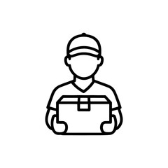 line icon courier with a box vector on white background
Vector line icon on white background