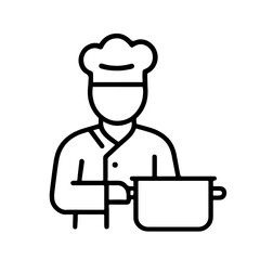 line icon cook with saucepan vector on white background
Vector line icon on white background