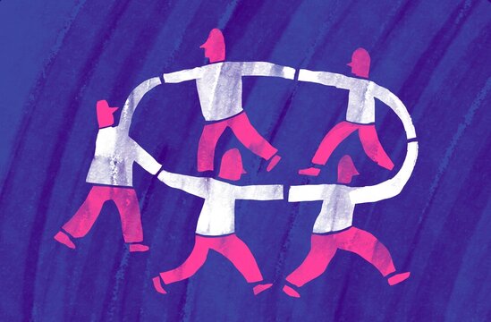 a loop of running people