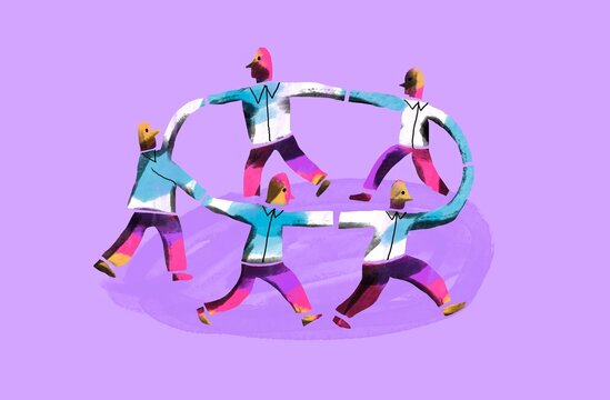 a loop of running people