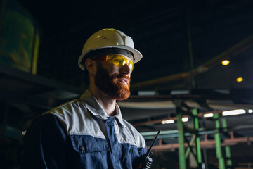 Fototapeta premium Portrait industry worker man control of processes manufacturing factory