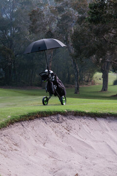 golf buggy with umbrella