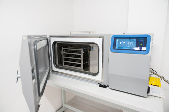 Open Cryogenic Freezer in Bright Lab
