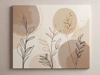 Minimalist abstract wall art featuring botanical line art and modern neutral tones in a boho Scandinavian style
