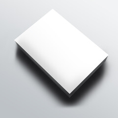 Blank white book with empty cover and pages isolated on black background