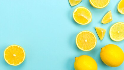 Fresh lemon slices and whole lemons