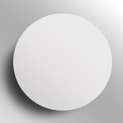 White round 3D button icon with blank paper background and soft shadow design