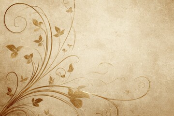 Ornate floral design on aged paper background.