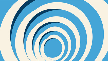 Abstract blue and white spiraling rings creating a modern optical illusion design