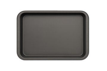 Empty baking tray isolated on transparent background, ready for cooking