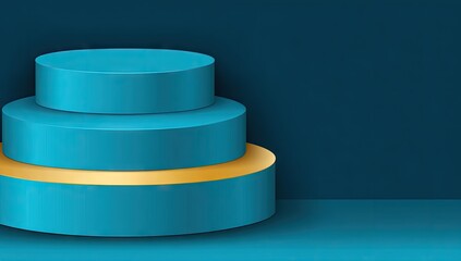 Teal and gold geometric podium display.