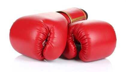 Red boxing gloves pair close up