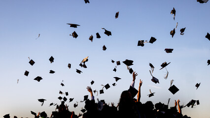 Graduation Caps in the Air