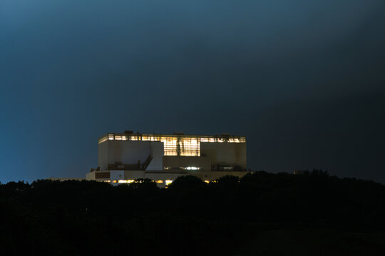 Hinkley Point nuclear power station at night