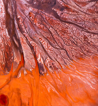 Aerial abstract of the finer details of a tailing pond