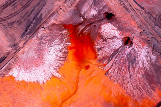 Aerial abstract of a tailing pond in Western Australia