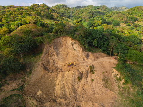Excavation on tropical hillside
