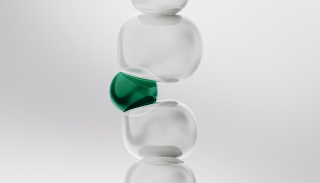 Abstract Composition Featuring sphere and Curved Glass