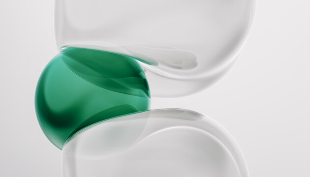 Abstract Composition Featuring sphere and Curved Glass