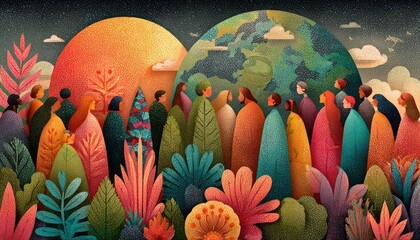 Celebration of a global day of generosity, acts of kindness, compassion, donation and service depicted in bright and uplifting tones