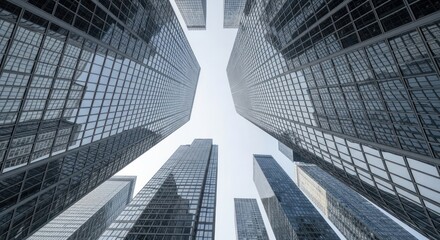 Fototapeta premium Low Angle View of Modern Glass Skyscrapers