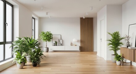 Modern minimalist interior design with house plants