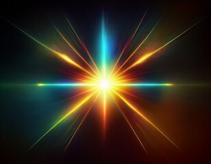 Obraz premium lens flare sun abstract glow with chromatic distortion and intense central light prism colors