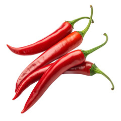 "Fresh Red Chili Peppers Isolated on Transparent Background 