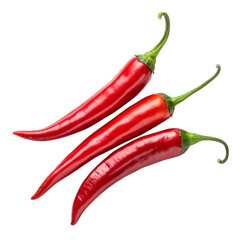 "Fresh Red Chili Peppers Isolated on Transparent Background 