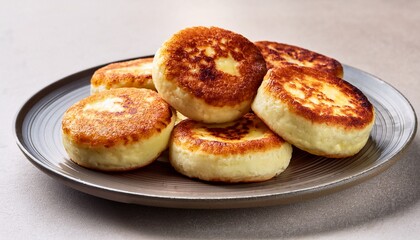 portion of russian cottage cheese pancakes syrniki