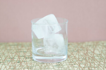 Empty glass with ice