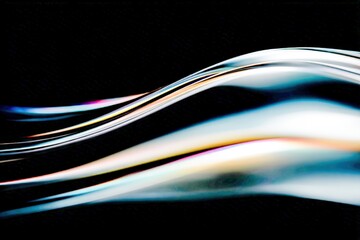 Abstract Wave Form with Metallic Sheen on Black Background, Modern Design Element