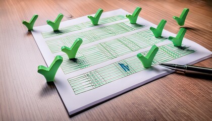 green checkmarks on an office attendance sheet attendance sheet log